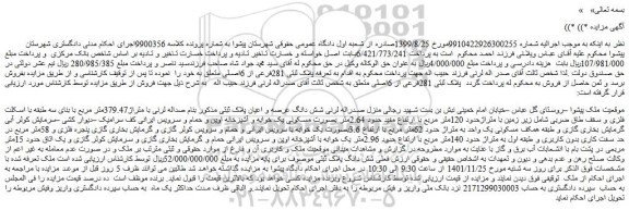 مزایده فروش ملک تعرفه پلاک ثبتی 281فرعی از 6اصلی