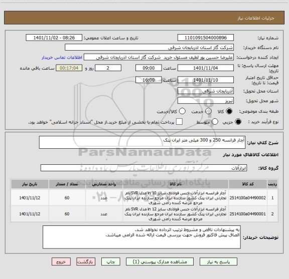 استعلام آچار فرانسه 250 و 300 میلی متر ایران پتک