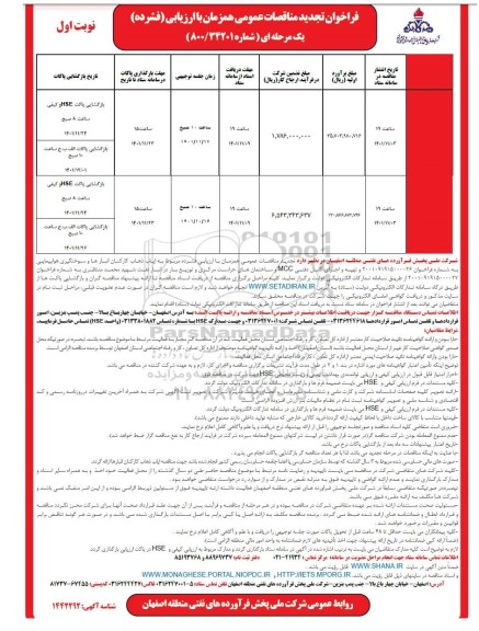 مناقصه ایاب و ذهاب کارکنان انبارها.....