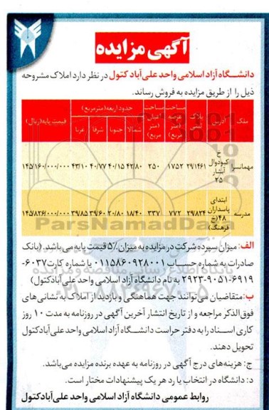 مزایده فروش مهمانسرا