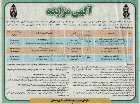 مزایده املاک