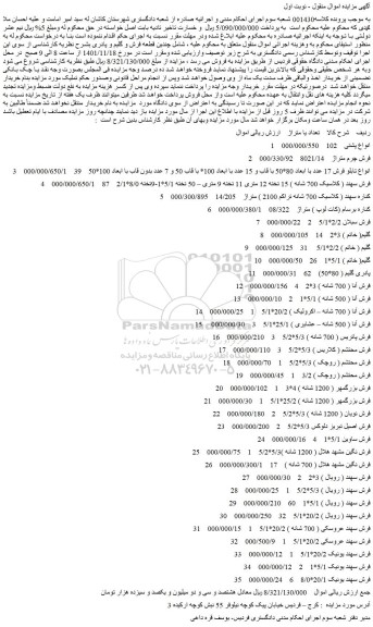 مزایده فروش انواع پشتی و...