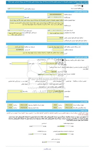 مناقصه، مناقصه عمومی همزمان با ارزیابی (یکپارچه) یک مرحله ای برون سپاری تامین تعداد 54 نفر نیروی انسانی جهت  ارائه خدمات اداری و مالی