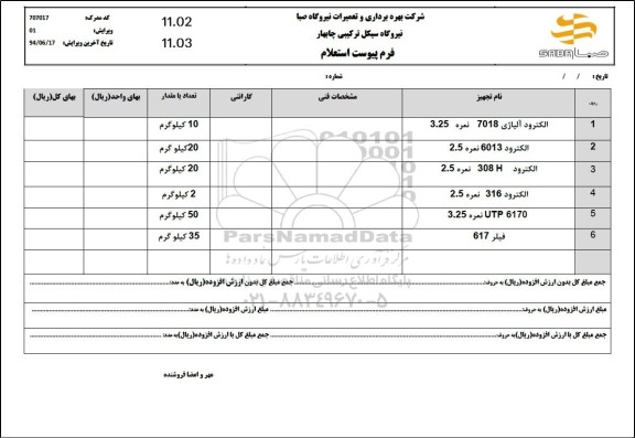 استعلام الکترود آلیاژی ...