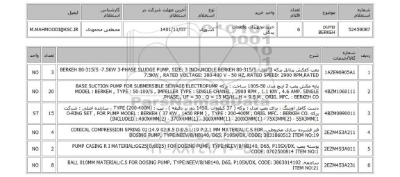 استعلام، pump BERKEH
