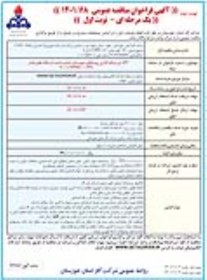 مناقصه 132 متر شبکه گذاری روستاهای ...​​​​​​​نوبت دوم 