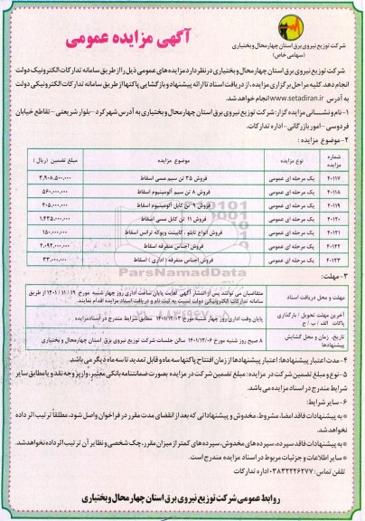 مزایده فروش 35 تن سیم مسی اسقاط و ...
