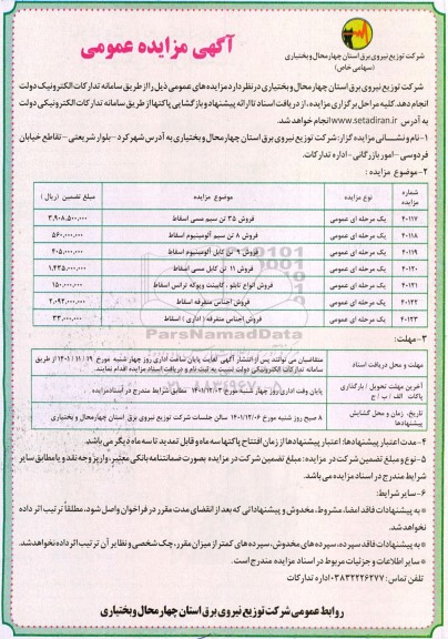 مزایده فروش 35 تن سیم مسی اسقاط  و ...