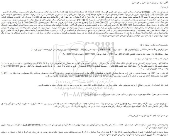 مزایده کامیون باری بغل دار فلزی مسقف کاویان تیپ K106 GLS  شش تن قرمز رنگ و...