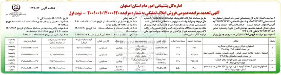 مزایده عمومی فروش املاک تملیکی 4 ملک با کاربری مسکونی شامل 3 ملک ویلایی و 1 مجتمع ساختمانی