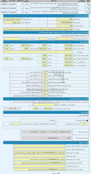 مزایده ، انواع خودرو اوراقی -کلیه هزینه های پارکینگ طبق جدول (مشاهده در قسمت جزئیات) واوراقی طبق مقرارات پلیس راهور وهزینه های م