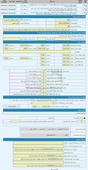 مزایده ، انواع خودرو اوراقی -کلیه هزینه های پارکینگ طبق جدول (مشاهده در قسمت جزئیات) واوراقی طبق مقرارات پلیس راهور وهزینه های م