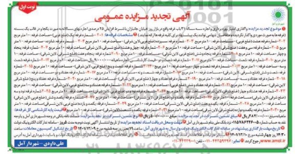 تجدید مزایده اجاره  31 باب غرفه 