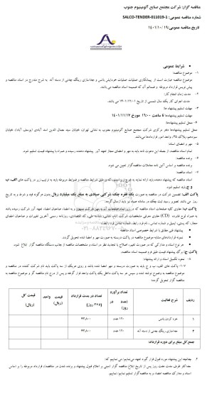 مناقصه عملیات خردایش باتس و جداسازی رینگ چدنی