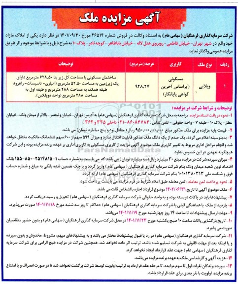 مزایده املاک مازاد