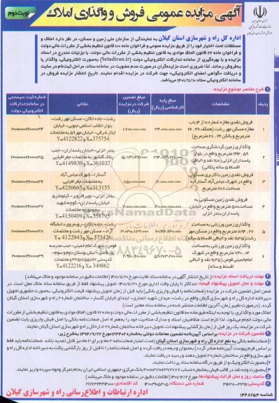 مزایده  فروش و واگذاری املاک 