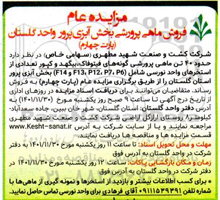 مزایده فروش ماهی پرورشی بخش آبزی پرور - پارت چهارم