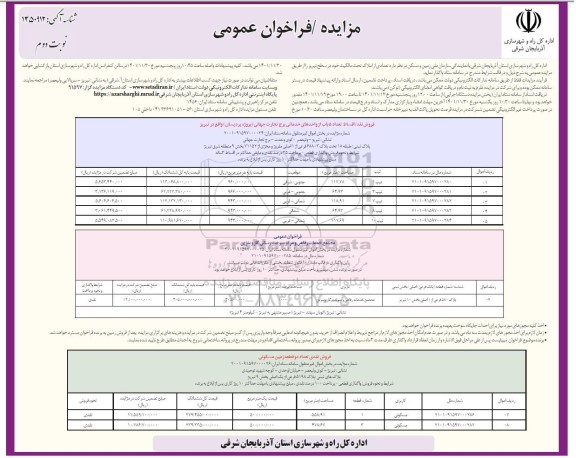 مزایده تعدادی از املاک تحت مالکیت - نوبت دوم