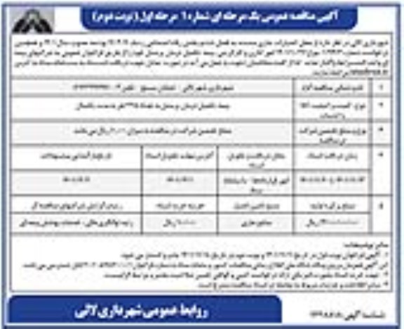 مناقصه عمومی بیمه تکمیل درمان پرسنل به تعداد 225 نفر