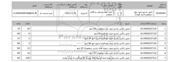 استعلام، عایق بازشو جهت ولو سولفورزدا(نیاز فوری)