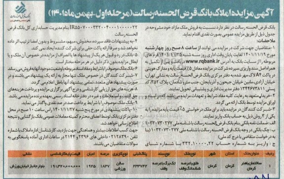 مزایده فروش ملک مازاد