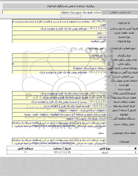 مناقصه, بهره برداری جامع در منطقه ۹ و شهرستان کوهپایه ، جرقویه ، هرند ، ورزنه