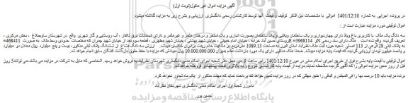 مزایده سه دانگ یک ملک با کاربری باغ ویلا دارای چهاردیواری و یک ساختمان ویلایی و یک ساختمان