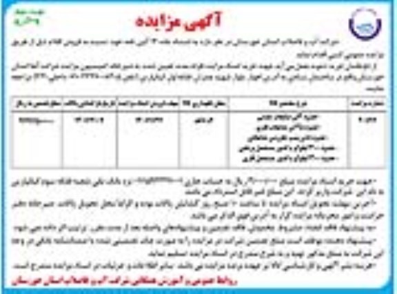مزایده فروش اقلام - نوبت دوم