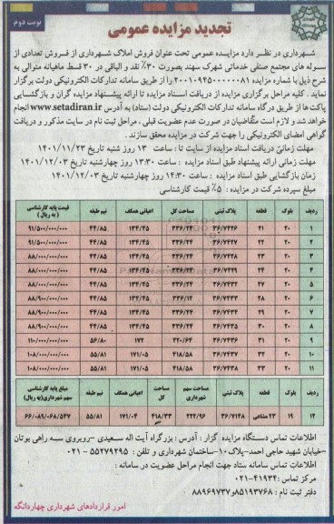 تجدید مزایده فروش سوله های مجتمع صنفی و خدماتی - نوبت دوم