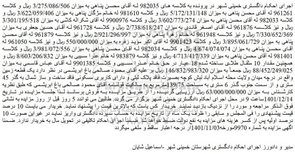 مزایده فروش یک قطعه زمین 
