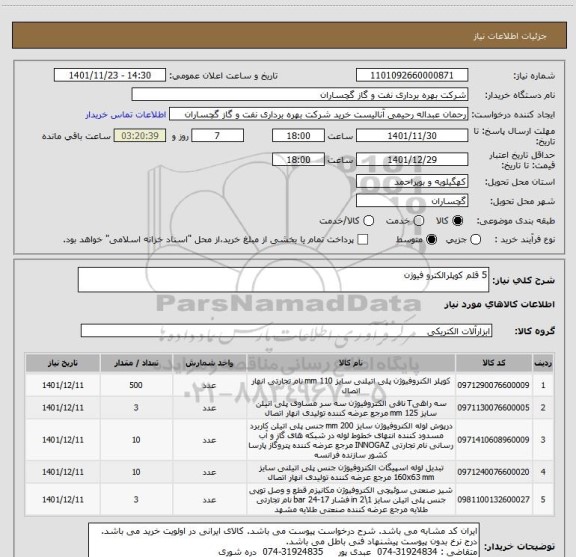 استعلام 5 قلم کوپلرالکترو فیوژن