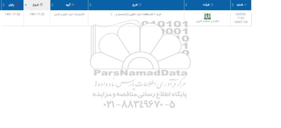 استعلام خرید 7 قلم قطعات ابزار دقیق (ترانسمیتر و ...)