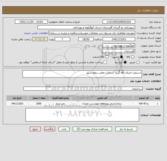 استعلام دستمزد اجرای لکه گیری اسفالت معابر سطح شهر