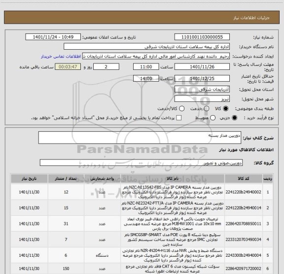 استعلام دوربین مدار بسته