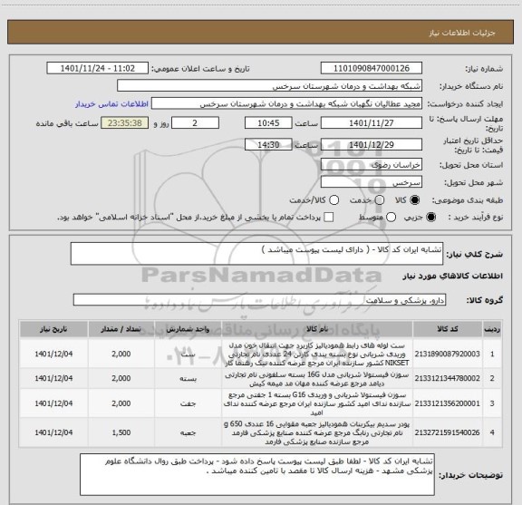استعلام تشابه ایران کد کالا - ( دارای لیست پیوست میباشد )
