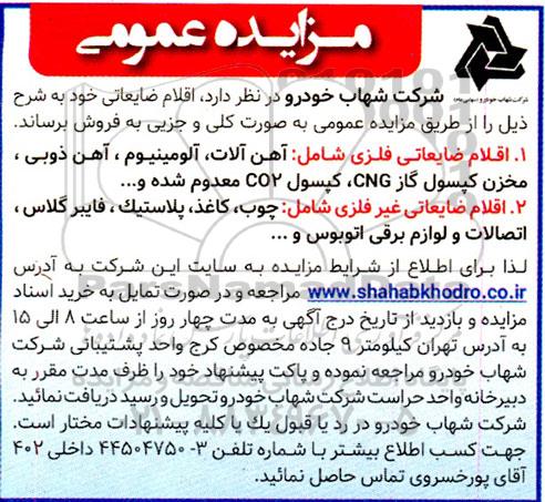 مزایده اقلام ضایعاتی فلزی و...