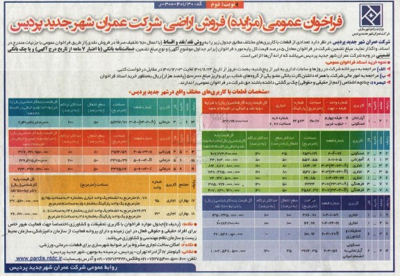 مزایده فروش اراضی با کاربریهای مختلف- نوبت دوم