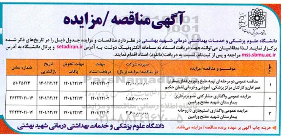 مناقصه و مزایده واگذاری مشارکتی تصویربرداری بیمارستان ...