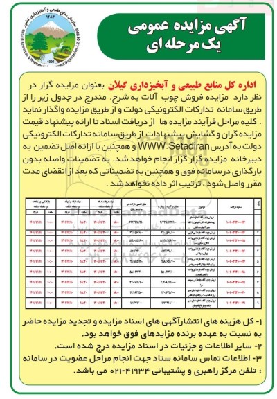 مزایده فروش چوب آلات