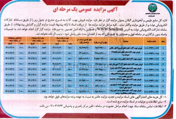 مزایده فروش چوب آلات