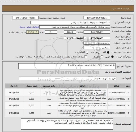 استعلام تشابه ایران کد کالا - ( دارای لیست پیوست میباشد )