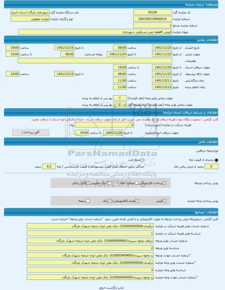 مزایده ، فروش 4قطعه زمین مسکونی شهرداری -مزایده زمین - استان آذربایجان غربی