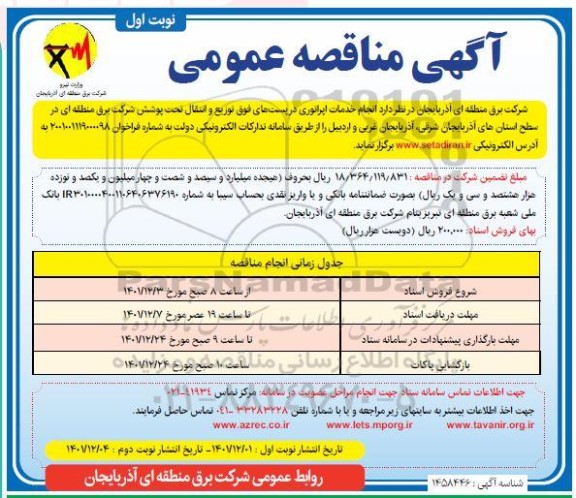 مناقصه انجام خدمات اپراتوری در پست های 