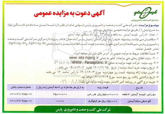 مزایده  تلیسه آبستن سه ماهه و دام سنگین مولد