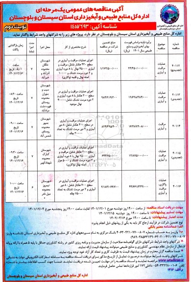 مناقصه عملیات مراقبت و آبیاری- نوبت دوم 