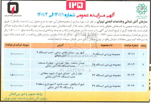 مزایده عمومی بهره برداری از مجموعه های آبی 