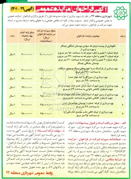 مزایده نگهداری از پیست دوچرخه سواری بوستان جنگلی ....