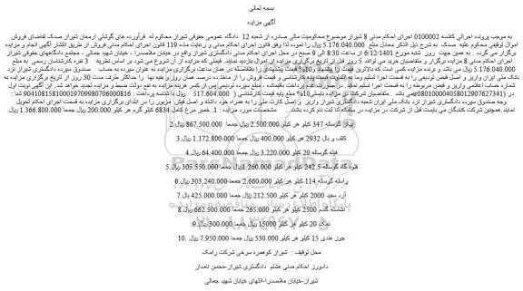 مزایده فروش خمیر مرغ کامل 6834 کیلو گرم و...