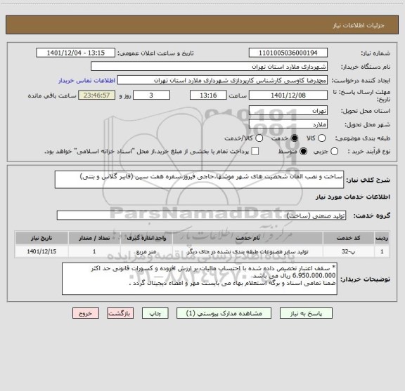 استعلام ساخت و نصب المان شخصیت های شهر موشها،حاجی فیروز،سفره هفت سین (فاببر گلاس و بتنی)