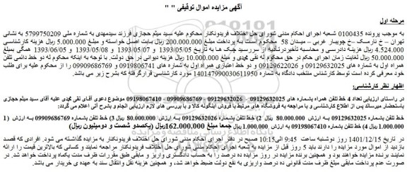 مزایده فروش تعداد 4 خط تلفن همراه